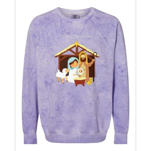 Merry Christmas Nativity Scene Christian Faith Holiday Colorblast Crewneck Sweatshirt