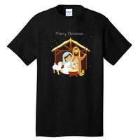 Merry Christmas Nativity Scene Christian Faith Holiday Tall T-Shirt