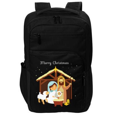 Merry Christmas Nativity Scene Christian Faith Holiday Impact Tech Backpack