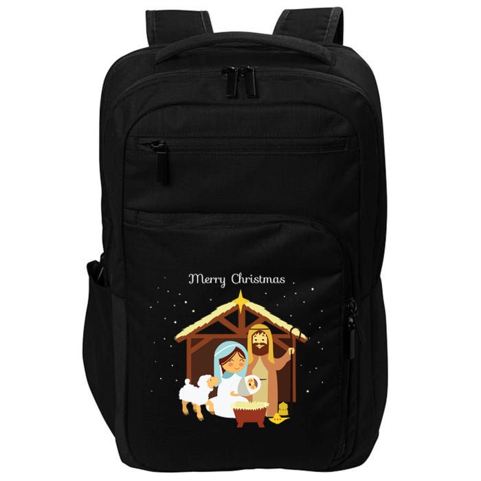 Merry Christmas Nativity Scene Christian Faith Holiday Impact Tech Backpack