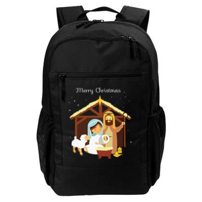 Merry Christmas Nativity Scene Christian Faith Holiday Daily Commute Backpack