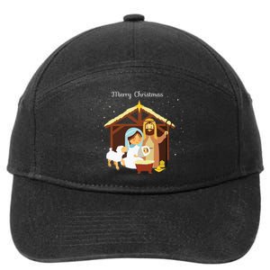 Merry Christmas Nativity Scene Christian Faith Holiday 7-Panel Snapback Hat