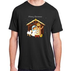 Merry Christmas Nativity Scene Christian Faith Holiday Adult ChromaSoft Performance T-Shirt