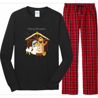 Merry Christmas Nativity Scene Christian Faith Holiday Long Sleeve Pajama Set