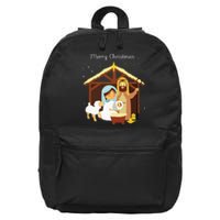 Merry Christmas Nativity Scene Christian Faith Holiday 16 in Basic Backpack