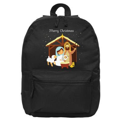 Merry Christmas Nativity Scene Christian Faith Holiday 16 in Basic Backpack