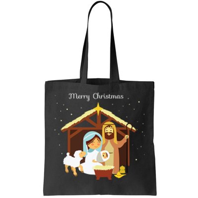 Merry Christmas Nativity Scene Christian Faith Holiday Tote Bag