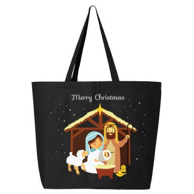 Merry Christmas Nativity Scene Christian Faith Holiday 25L Jumbo Tote