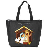 Merry Christmas Nativity Scene Christian Faith Holiday Zip Tote Bag