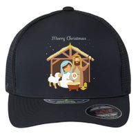 Merry Christmas Nativity Scene Christian Faith Holiday Flexfit Unipanel Trucker Cap