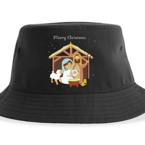 Merry Christmas Nativity Scene Christian Faith Holiday Sustainable Bucket Hat