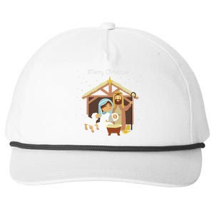 Merry Christmas Nativity Scene Christian Faith Holiday Snapback Five-Panel Rope Hat