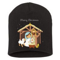 Merry Christmas Nativity Scene Christian Faith Holiday Short Acrylic Beanie