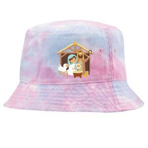 Merry Christmas Nativity Scene Christian Faith Holiday Tie-Dyed Bucket Hat