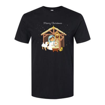 Merry Christmas Nativity Scene Christian Faith Holiday Softstyle® CVC T-Shirt