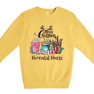 Merry Christmas Neonatal Nurse Coffee And Hot Cocoa Christmas Gift Premium Crewneck Sweatshirt