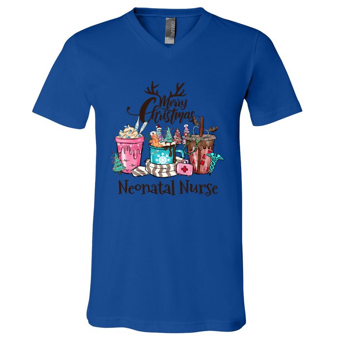 Merry Christmas Neonatal Nurse Coffee And Hot Cocoa Christmas Gift V-Neck T-Shirt