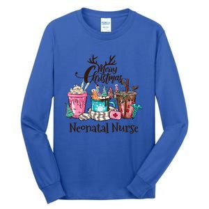 Merry Christmas Neonatal Nurse Coffee And Hot Cocoa Christmas Gift Tall Long Sleeve T-Shirt