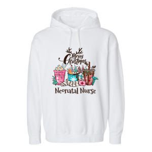 Merry Christmas Neonatal Nurse Coffee And Hot Cocoa Christmas Gift Garment-Dyed Fleece Hoodie