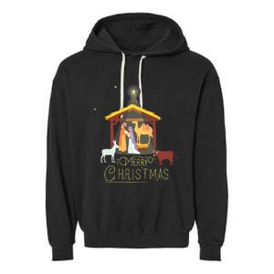 Merry Christmas Nativity Scene North Star Baby Jesus Short Sleeve Garment-Dyed Fleece Hoodie