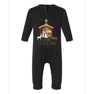 Merry Christmas Nativity Scene North Star Baby Jesus Short Sleeve Infant Fleece One Piece