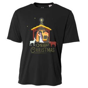 Merry Christmas Nativity Scene North Star Baby Jesus Short Sleeve Cooling Performance Crew T-Shirt