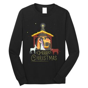 Merry Christmas Nativity Scene North Star Baby Jesus Short Sleeve Long Sleeve Shirt