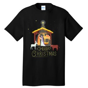 Merry Christmas Nativity Scene North Star Baby Jesus Short Sleeve Tall T-Shirt