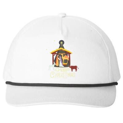 Merry Christmas Nativity Scene North Star Baby Jesus Short Sleeve Snapback Five-Panel Rope Hat