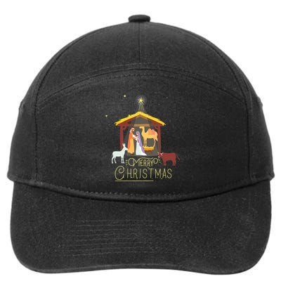 Merry Christmas Nativity Scene North Star Baby Jesus Short Sleeve 7-Panel Snapback Hat