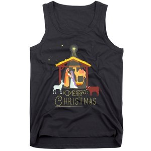 Merry Christmas Nativity Scene North Star Baby Jesus Short Sleeve Tank Top