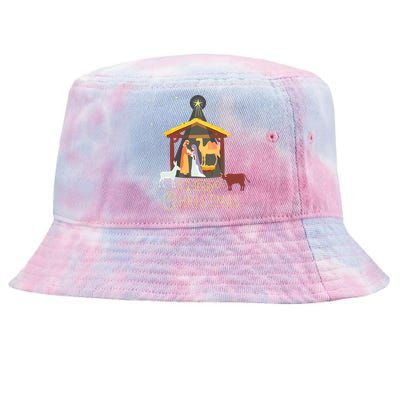 Merry Christmas Nativity Scene North Star Baby Jesus Short Sleeve Tie-Dyed Bucket Hat