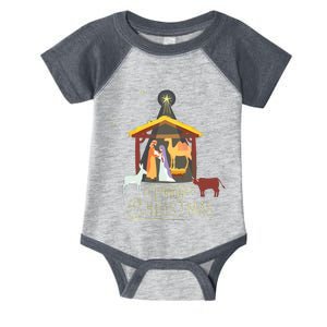 Merry Christmas Nativity Scene North Star Baby Jesus Short Sleeve Infant Baby Jersey Bodysuit