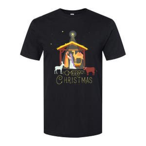 Merry Christmas Nativity Scene North Star Baby Jesus Short Sleeve Softstyle CVC T-Shirt