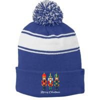 Merry Christmas Nutcracker Ballet Festive Xmas  Stripe Pom Pom Beanie