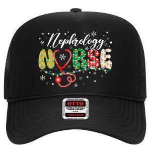 Merry Christmas Nephrology Nurse Xmas Nurses Scrub High Crown Mesh Back Trucker Hat