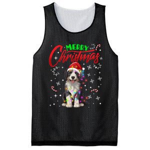 Merry Christmas Newfoundland Dog Santa Hat Lights Snowflakes Funny Gift Mesh Reversible Basketball Jersey Tank