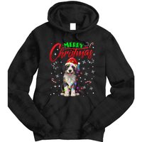 Merry Christmas Newfoundland Dog Santa Hat Lights Snowflakes Funny Gift Tie Dye Hoodie