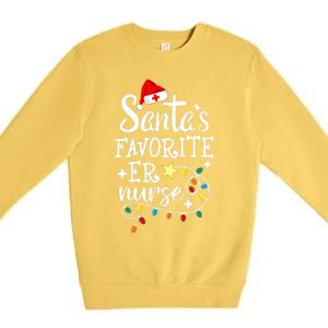 Merry Christmas Nurse Crew Rn Ed SantaS Favorite Er Nurse Premium Crewneck Sweatshirt