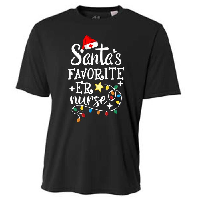 Merry Christmas Nurse Crew Rn Ed SantaS Favorite Er Nurse Cooling Performance Crew T-Shirt