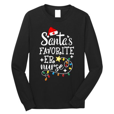 Merry Christmas Nurse Crew Rn Ed SantaS Favorite Er Nurse Long Sleeve Shirt