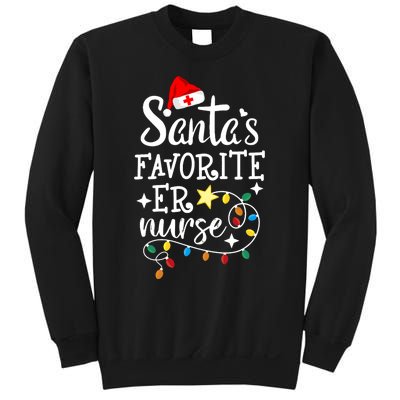 Merry Christmas Nurse Crew Rn Ed SantaS Favorite Er Nurse Sweatshirt