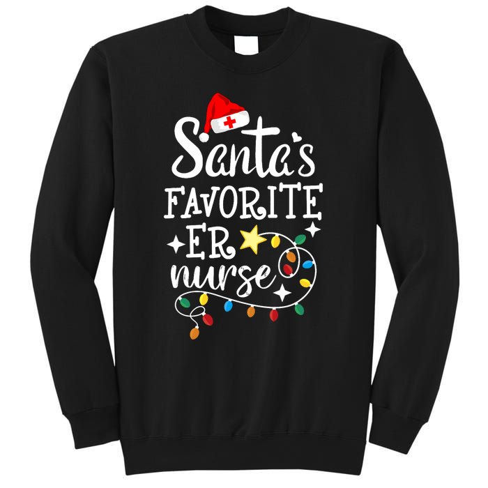 Merry Christmas Nurse Crew Rn Ed SantaS Favorite Er Nurse Sweatshirt