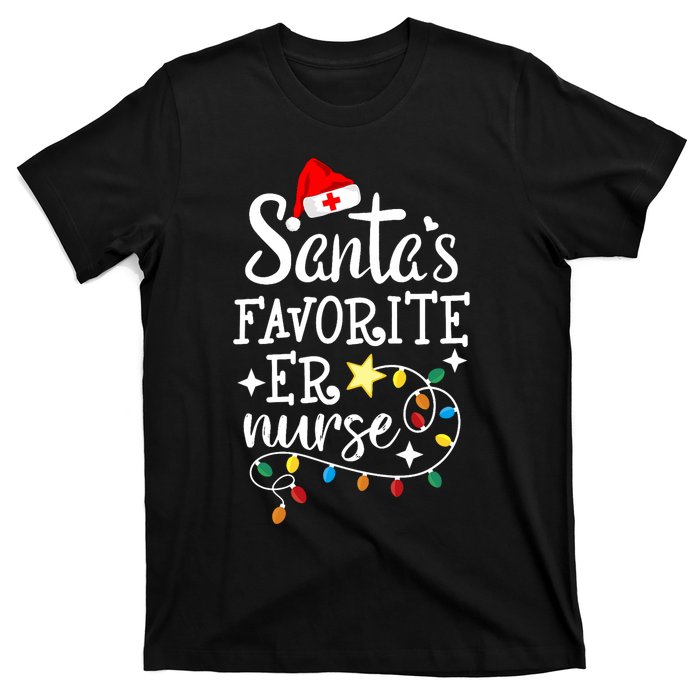 Merry Christmas Nurse Crew Rn Ed SantaS Favorite Er Nurse T-Shirt