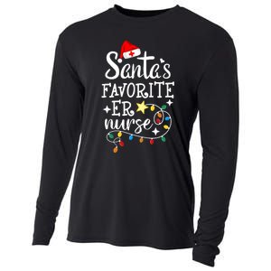 Merry Christmas Nurse Crew Rn Ed SantaS Favorite Er Nurse Cooling Performance Long Sleeve Crew