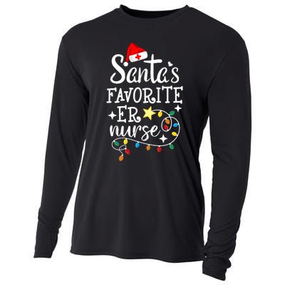 Merry Christmas Nurse Crew Rn Ed SantaS Favorite Er Nurse Cooling Performance Long Sleeve Crew