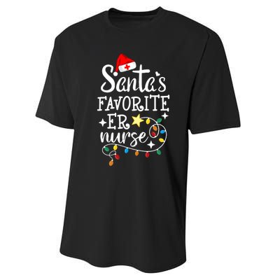 Merry Christmas Nurse Crew Rn Ed SantaS Favorite Er Nurse Performance Sprint T-Shirt