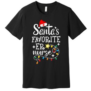 Merry Christmas Nurse Crew Rn Ed SantaS Favorite Er Nurse Premium T-Shirt