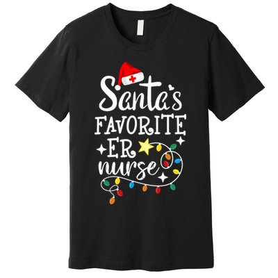 Merry Christmas Nurse Crew Rn Ed SantaS Favorite Er Nurse Premium T-Shirt