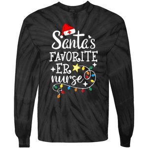 Merry Christmas Nurse Crew Rn Ed SantaS Favorite Er Nurse Tie-Dye Long Sleeve Shirt